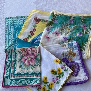 Beautiful Vintage Floral Handkerchiefs  Lot of 6